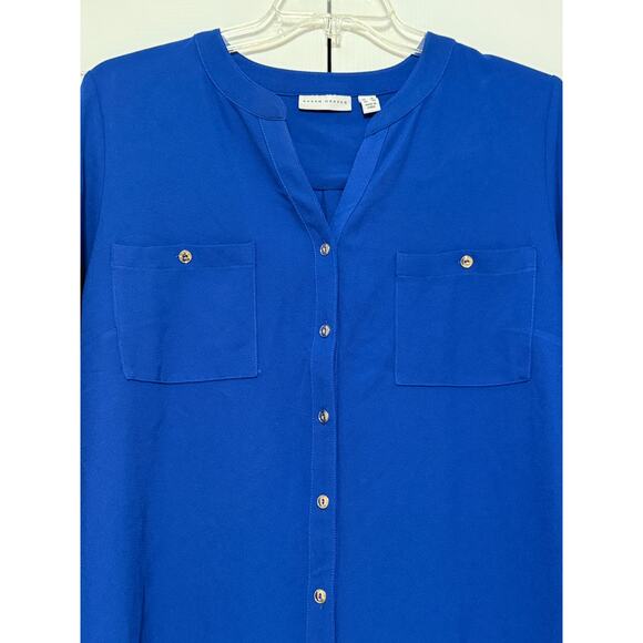 Susan Graver Royal Blue Long Sleeve Blouse, Size 16 - Picture 4 of 7